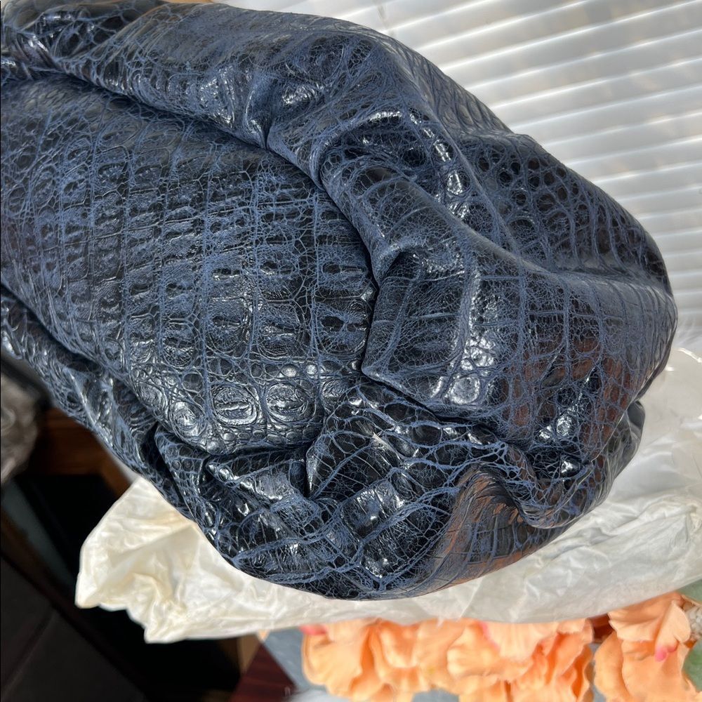 Charm & Luck Blue Croc Embossed Studded Hobo Bag NWT - Picture 9 of 10